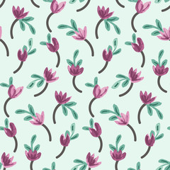 Little lavender blooms seamless vector pattern.