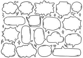 0028 hand drawn background Set of cute speech bubble in doodle style