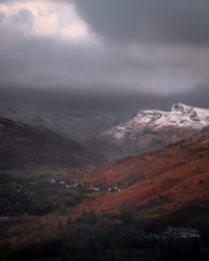 Snowcapped mountains of the lake district 