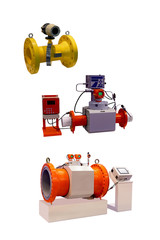 modern digital gas flow meters isolated on white background
