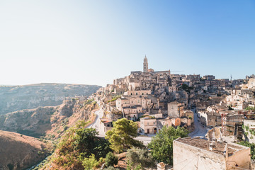 Obraz premium View of the Sassi of Matera on a sunny summer day