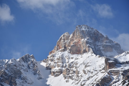 Minte Cristallo, Tofana, Tofana di Mezzo, Fanesgruppe, Dolomiten, Sextener Dolomiten, Hohe Gaisl, S&uuml;dtirol, Venetien, Winter, Sturm, Wind, Verwehung, Schnee, Schneeverwehung, Dolomitenstra&szlig;e, H&ouml;hlenst