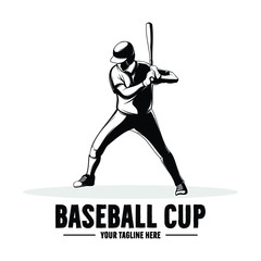 Baseball player logo vector design illustration