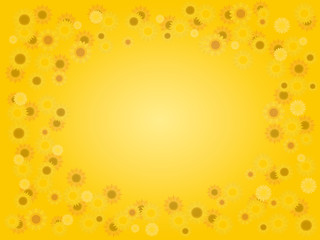 Illustration of a background scattered with sunflowers throughout.