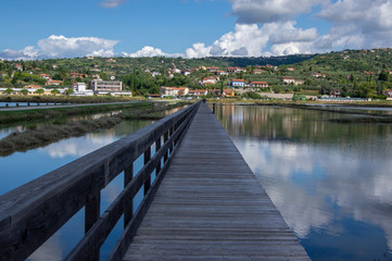 Secovlje Saltworks largest Slovenian salt evaporation pond on Adratic sea, natural and industrial landscape in Slovenia Piran
