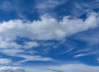 Blue Sky Fluffy Clouds, 