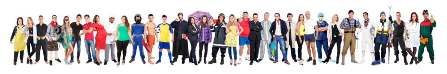 Fototapeta premium Large group of people isolated in white