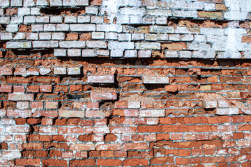 Close up brick wall sprinkled