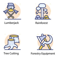  Forestation Flat Icon Vectors Pack