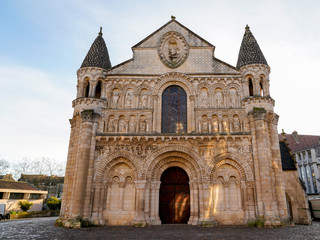 Fototapeta na wymiar Roman ancient poitiers church Notre Dame la Grande in town Poitier France