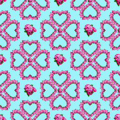 Seamless decorative pattern textile pink blue