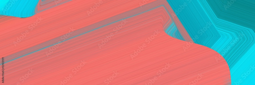 Poster dynamic horizontal banner with dark turquoise, salmon and gray gray colors. dynamic curved lines with fluid flowing waves and curves