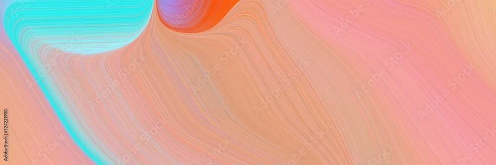 Poster flowing banner with burly wood, turquoise and light blue colors. dynamic curved lines with fluid flo