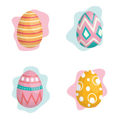 happy easter celebration card with set eggs painted