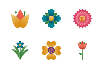 bundle of flowers degradient style icons