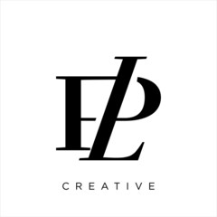 pl or lp logo design vector