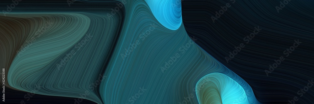 Poster flowing banner design with very dark blue, medium turquoise and dark slate gray colors. dynamic curv
