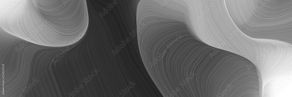 Leinwandbilder surreal horizontal header with dark slate gray, pastel gray and light slate gray colors. dynamic curved lines with fluid flowing waves and curves