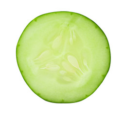 Sliced cucumber isolated on a white background,single.