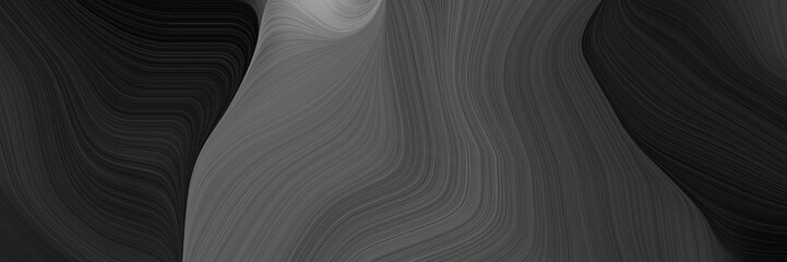 colorful horizontal header with very dark blue, dim gray and gray gray colors. dynamic curved lines with fluid flowing waves and curves