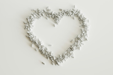 Antibiotic tablets form a heart - 3D rendering