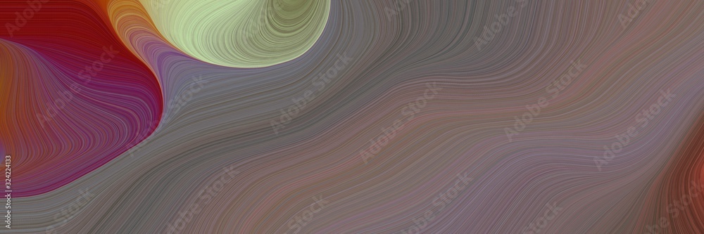 Poster dynamic horizontal banner with dim gray, dark red and ash gray colors. dynamic curved lines with fluid flowing waves and curves