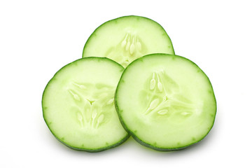 slices of cucumber isolated on white  background.