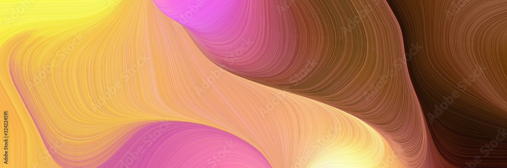 Poster moving header design with peru, dark salmon and khaki colors. dynamic curved lines with fluid flowing waves and curves