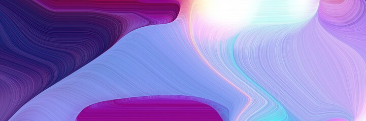 surreal designed horizontal banner with light pastel purple, purple and midnight blue colors. dynamic curved lines with fluid flowing waves and curves