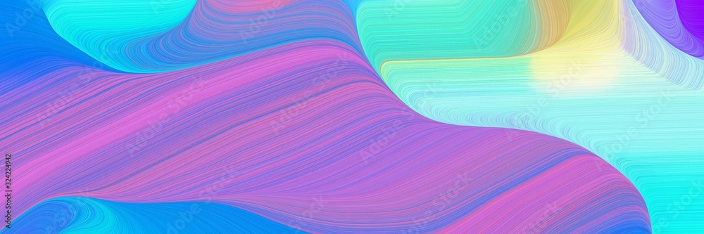 Poster modern designed horizontal banner with medium orchid, deep sky blue and medium purple colors. dynami
