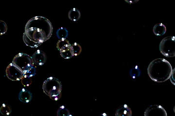 Blurred of Bubble on black background, Bokeh with background.