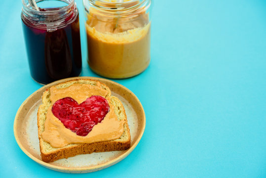 Peanut butter jelly heart sandwich