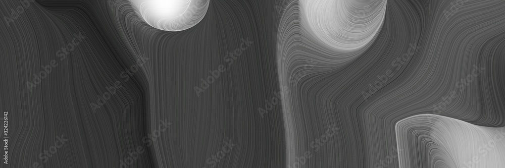 Leinwandbilder modern designed horizontal header with dark slate gray, silver and gray gray colors. dynamic curved lines with fluid flowing waves and curves