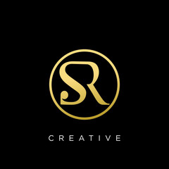 sr circle logo design vector