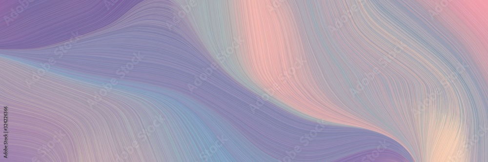 Poster artistic horizontal header with dark gray, pastel purple and baby pink colors. dynamic curved lines 