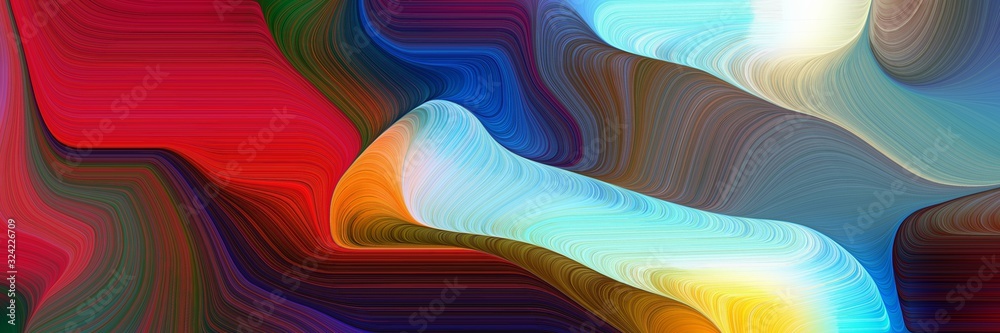 Poster moving banner design with dark slate gray, indian red and sky blue colors. dynamic curved lines with fluid flowing waves and curves