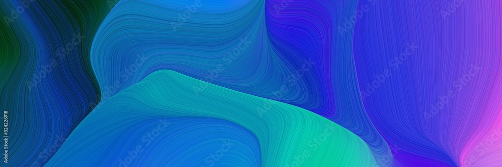 Poster flowing banner with strong blue, medium orchid and very dark blue colors. dynamic curved lines with 
