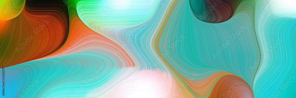 Aufkleber dynamic designed horizontal banner with medium turquoise, tan and chocolate colors. dynamic curved lines with fluid flowing waves and curves