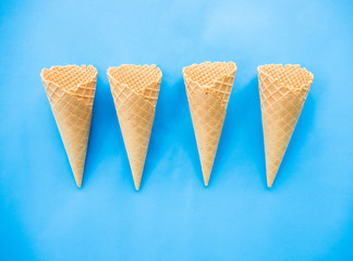 top view: minimal summer concept of ice cream.