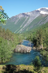 Fluss in Norwegen in der nähe von Valldal im Garten des Juvet Hotel