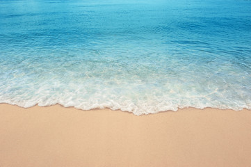 Summer Sea Sandy beach with clear blue sea Summer background concept