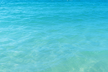Fototapeta na wymiar Surface Blue Sea or Ocean Sea background Summer Concept