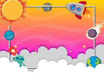 Frame design with many planets in background © brgfx