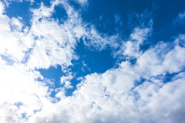 Blue sky with white clouds under sunshine