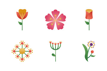 bundle of flowers degradient style icons