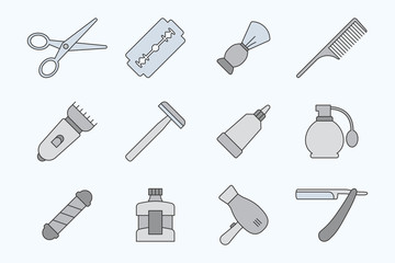 Obraz premium Barbershop Icons set - Vector color symbols of beauty salon for the site or interface