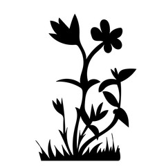 vector, isolated, black silhouette flower and grass