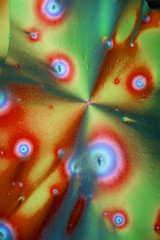 Vitamin C crystal  under the microscope using polarised light 