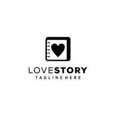 Modern love and book story logo sign modern vector graphic abstract