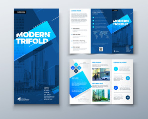 Tri fold brochure design with line shapes, corporate business template for tri fold flyer. Creative concept folded flyer or brochure.